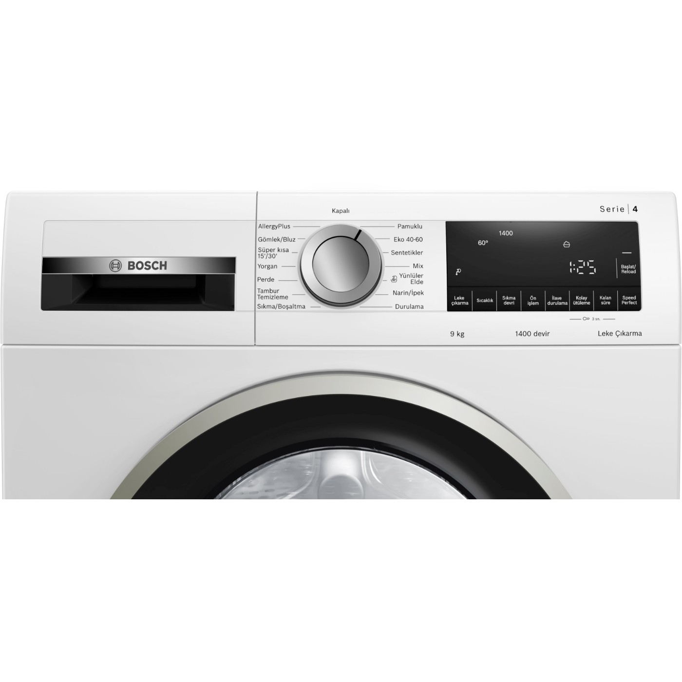 Bosch Serie 4 Çamaşır Makinesi 9 kg 1400 dev./dak., Gümüş WGA244XSTR