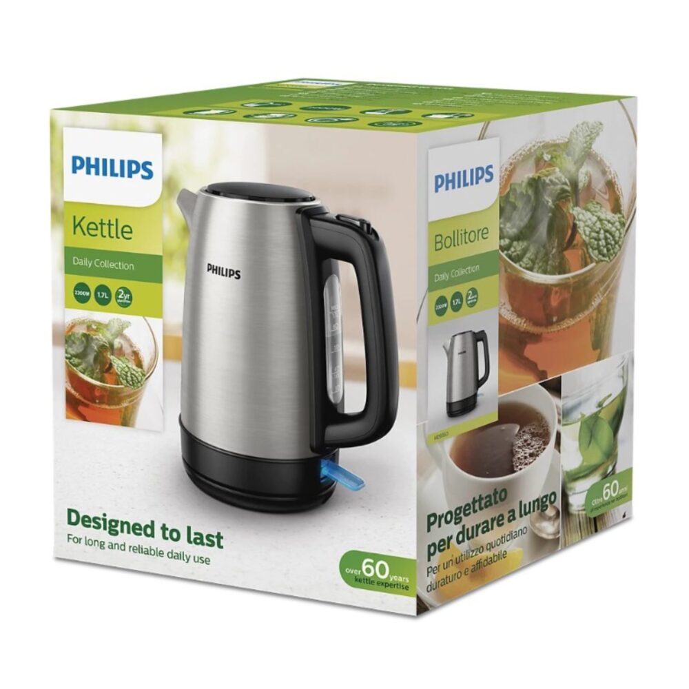 PHILIPS HD9350/90 - Philips Elektrikli Su Isıtıcı, Daily Collection Metal Su Isıtıcı-Yaylı Kapak, Işıklı gösterge