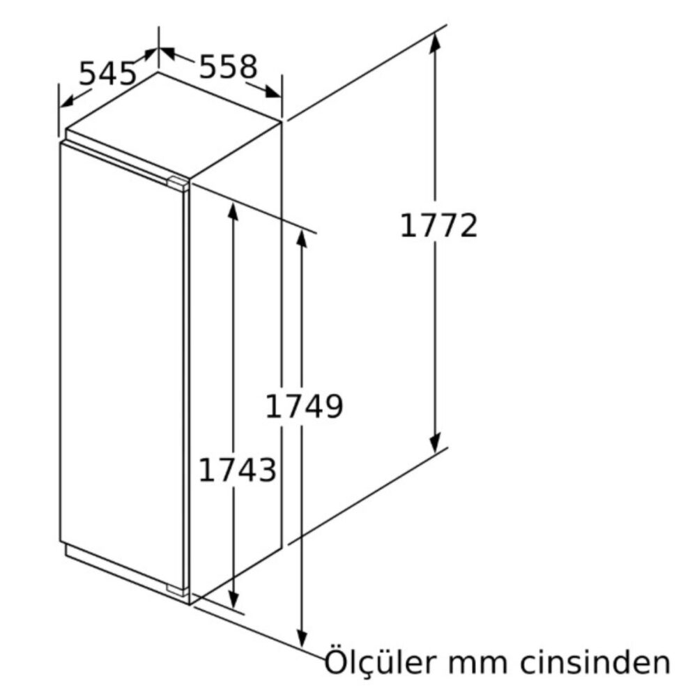 BOSCH KIL82ADE0 - Serie 6, Derin Donduruculu Ankastre Buzdolabı, 177.2 x 55.8 cm, softClosing Düz Menteşe