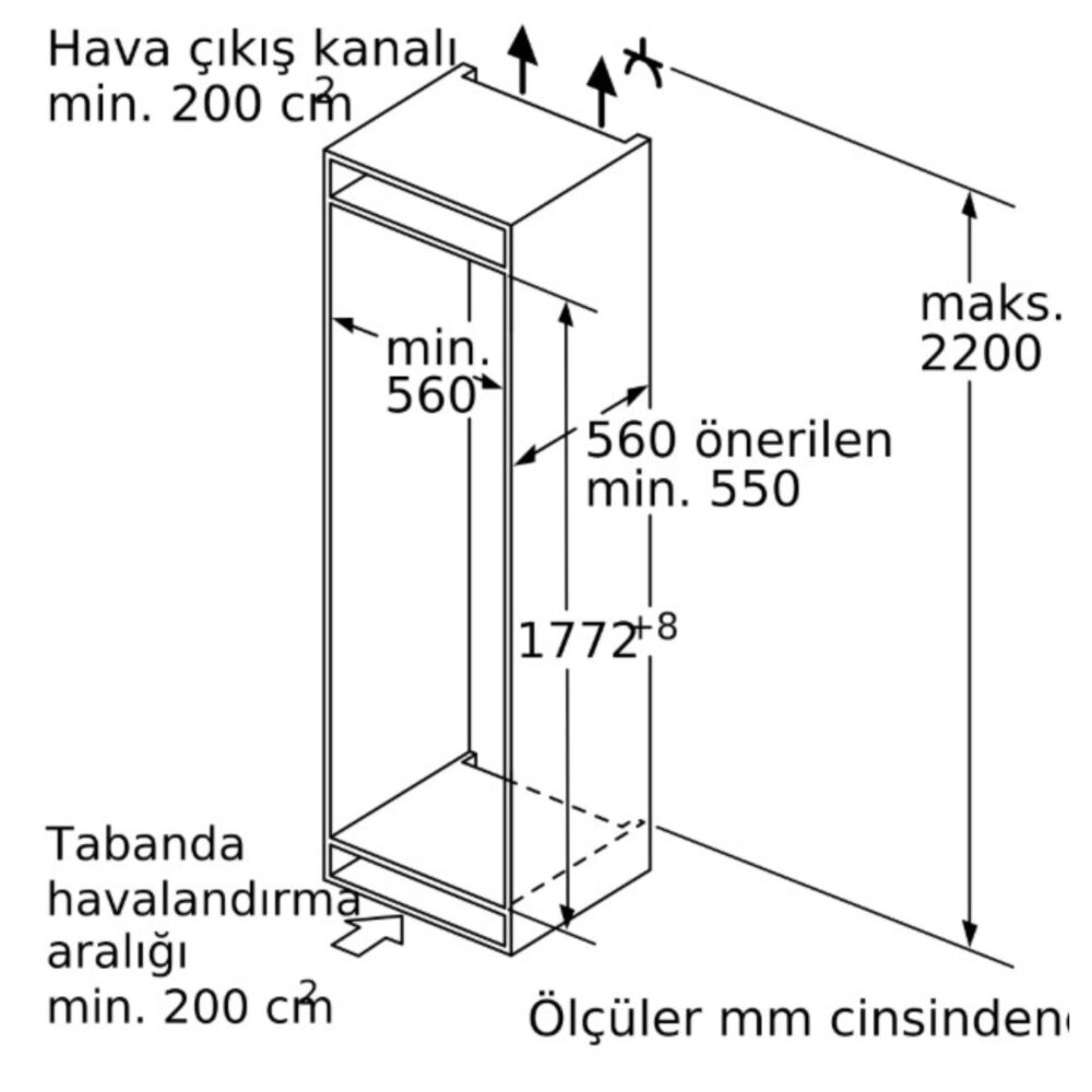 BOSCH KIL82ADE0 - Serie 6, Derin Donduruculu Ankastre Buzdolabı, 177.2 x 55.8 cm, softClosing Düz Menteşe