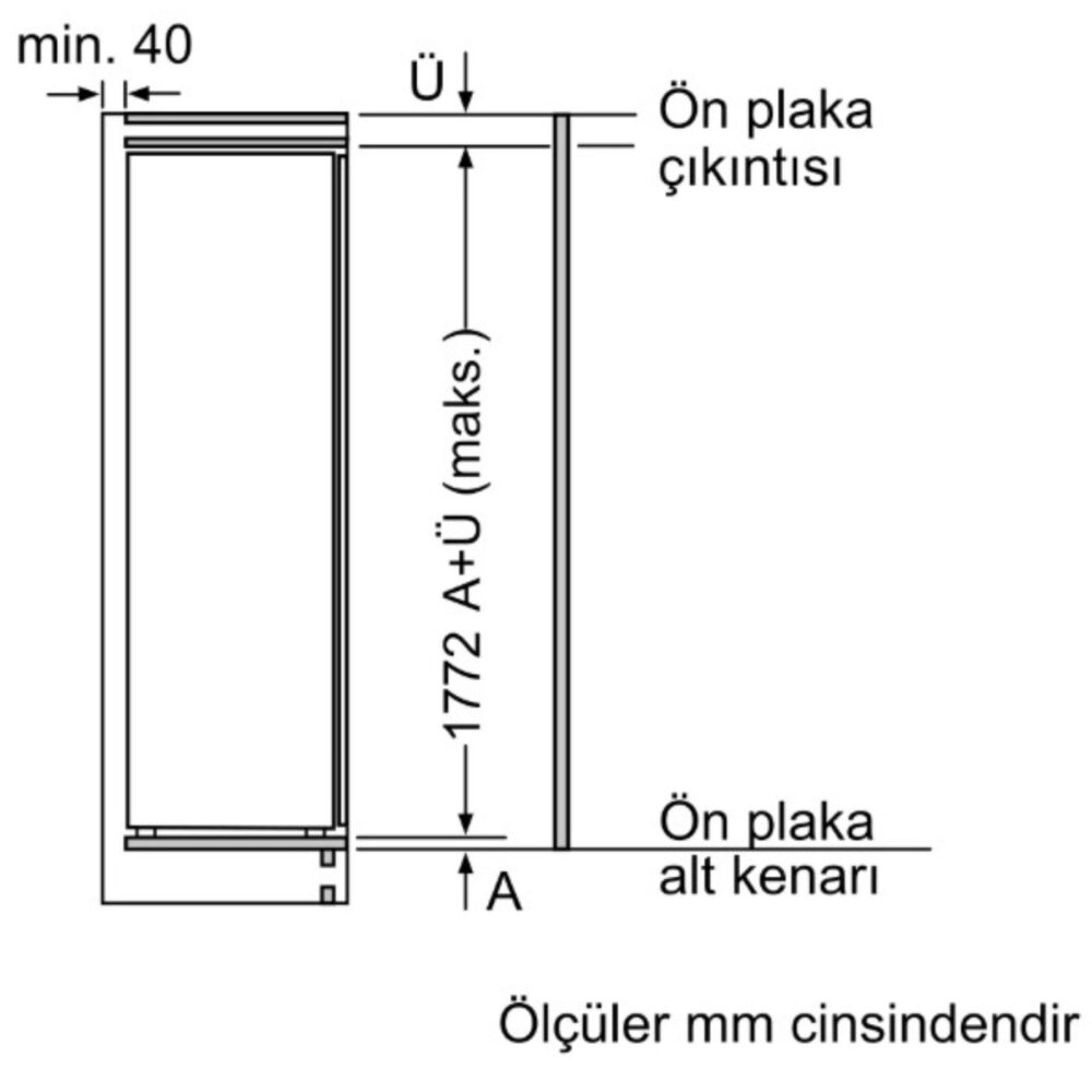 BOSCH KIL82ADE0 - Serie 6, Derin Donduruculu Ankastre Buzdolabı, 177.2 x 55.8 cm, softClosing Düz Menteşe